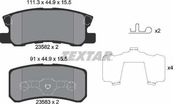 Textar 2358202 - Kit de plaquettes de frein, frein à disque cwaw.fr