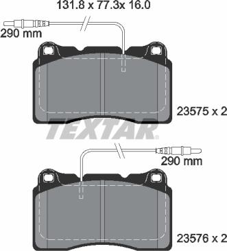 Textar 2357501 - Kit de plaquettes de frein, frein à disque cwaw.fr