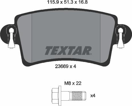 Textar 2366901 - Kit de plaquettes de frein, frein à disque cwaw.fr