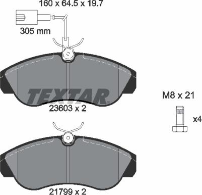 Textar 2360301 - Kit de plaquettes de frein, frein à disque cwaw.fr