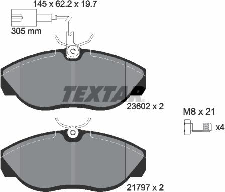 Textar 2360201 - Kit de plaquettes de frein, frein à disque cwaw.fr