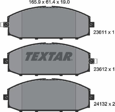 Textar 2361101 - Kit de plaquettes de frein, frein à disque cwaw.fr