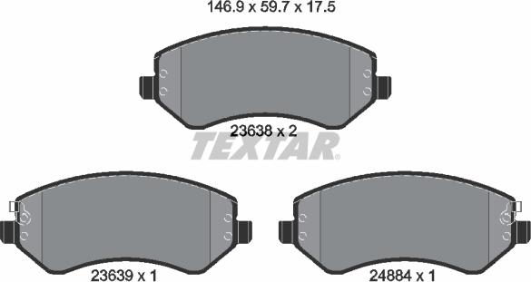 Textar 2363801 - Kit de plaquettes de frein, frein à disque cwaw.fr