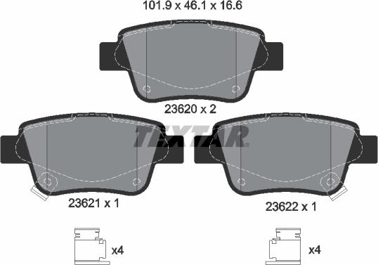 Textar 2362002 - Kit de plaquettes de frein, frein à disque cwaw.fr