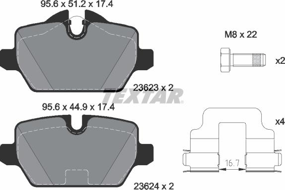 Textar 2362303 - Kit de plaquettes de frein, frein à disque cwaw.fr