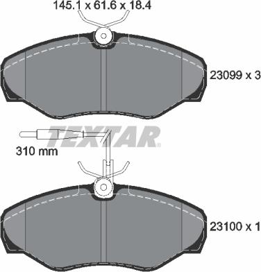 Textar 2309903 - Kit de plaquettes de frein, frein à disque cwaw.fr