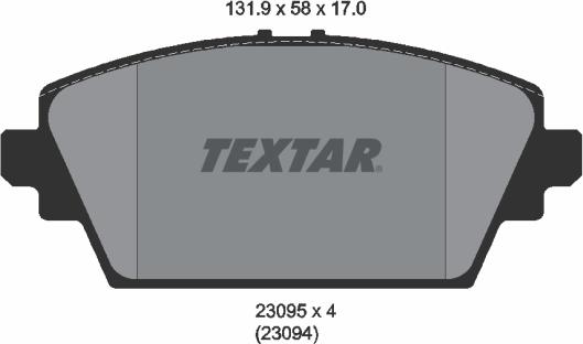 Textar 2309501 - Kit de plaquettes de frein, frein à disque cwaw.fr