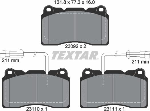 Textar 2309201 - Kit de plaquettes de frein, frein à disque cwaw.fr