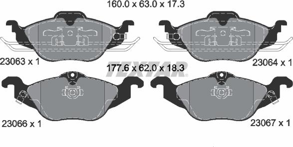 Textar 2306302 - Kit de plaquettes de frein, frein à disque cwaw.fr