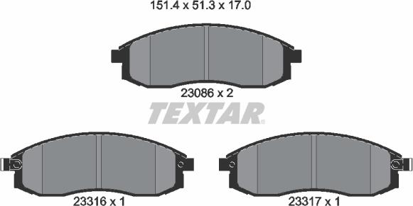 Textar 2308601 - Kit de plaquettes de frein, frein à disque cwaw.fr