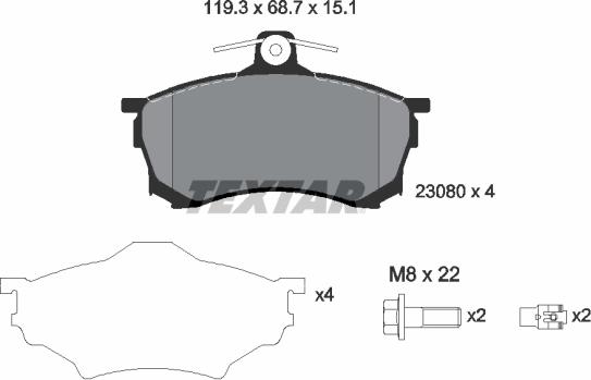 Textar 2308001 - Kit de plaquettes de frein, frein à disque cwaw.fr