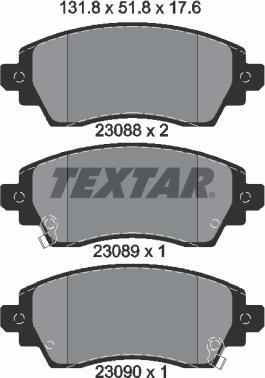 Textar 2308801 - Kit de plaquettes de frein, frein à disque cwaw.fr