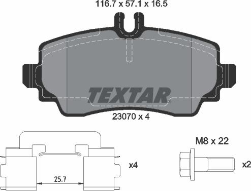 Textar 2307004 - Kit de plaquettes de frein, frein à disque cwaw.fr