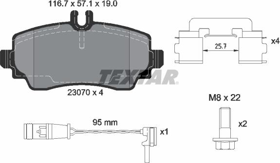 Textar 2307005 - Kit de plaquettes de frein, frein à disque cwaw.fr