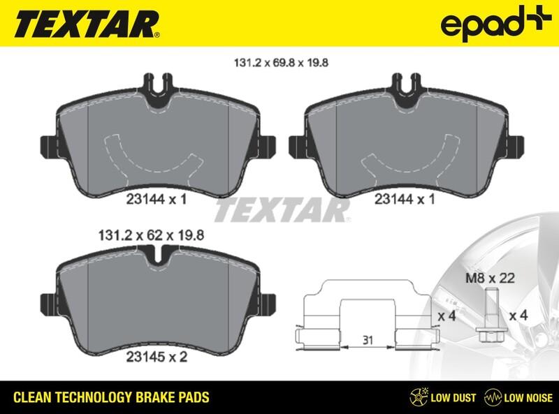 Textar 2314401CP - Kit de plaquettes de frein, frein à disque cwaw.fr