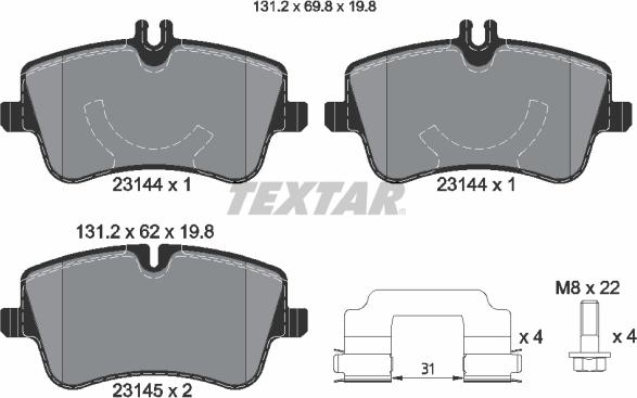 Textar 2314401 - Kit de plaquettes de frein, frein à disque cwaw.fr