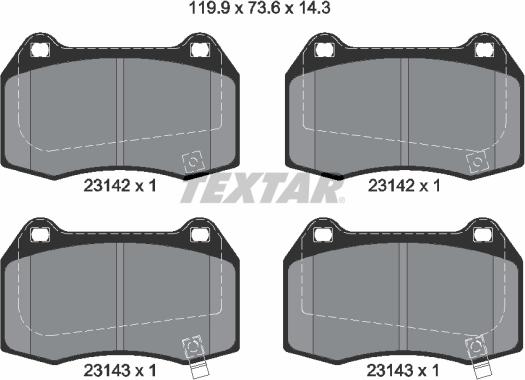 Textar 2314201 - Kit de plaquettes de frein, frein à disque cwaw.fr