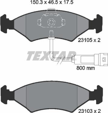 Textar 2310501 - Kit de plaquettes de frein, frein à disque cwaw.fr