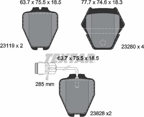 Textar 2311901 - Kit de plaquettes de frein, frein à disque cwaw.fr