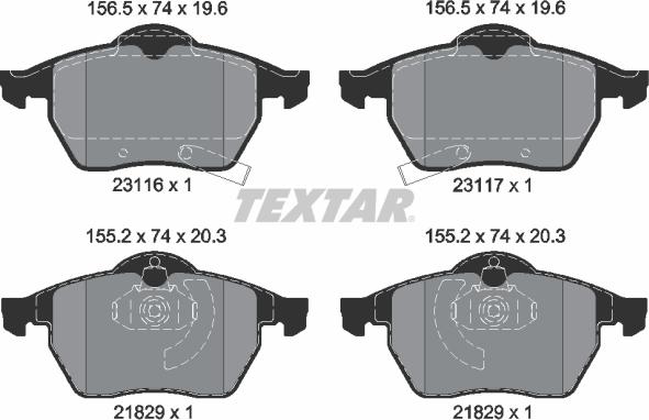 Textar 2311602 - Kit de plaquettes de frein, frein à disque cwaw.fr