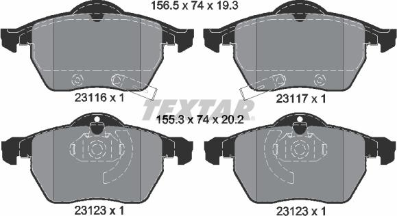 Textar 2311701 - Kit de plaquettes de frein, frein à disque cwaw.fr