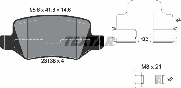 Textar 2313805 - Kit de plaquettes de frein, frein à disque cwaw.fr