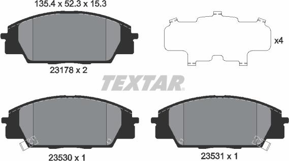 Textar 2317801 - Kit de plaquettes de frein, frein à disque cwaw.fr