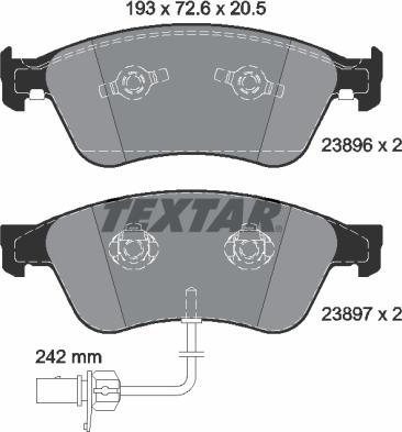 Textar 2389601 - Kit de plaquettes de frein, frein à disque cwaw.fr