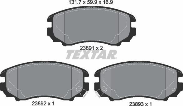 Textar 2389101 - Kit de plaquettes de frein, frein à disque cwaw.fr