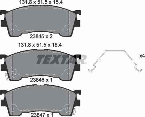 Textar 2384504 - Kit de plaquettes de frein, frein à disque cwaw.fr