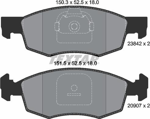 Textar 2384201 - Kit de plaquettes de frein, frein à disque cwaw.fr