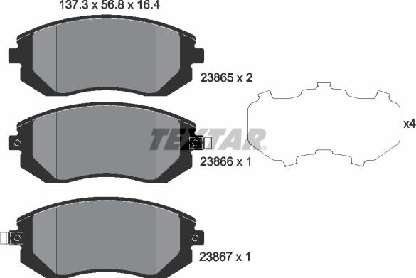 Textar 2386501 - Kit de plaquettes de frein, frein à disque cwaw.fr