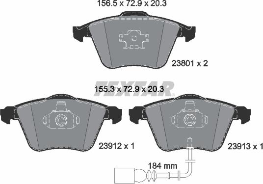 Textar 2380101 - Kit de plaquettes de frein, frein à disque cwaw.fr