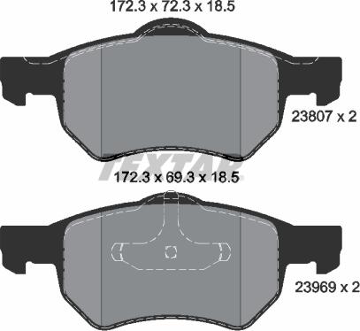 Textar 2380701 - Kit de plaquettes de frein, frein à disque cwaw.fr