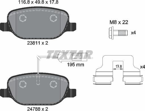 Textar 2381101 - Kit de plaquettes de frein, frein à disque cwaw.fr