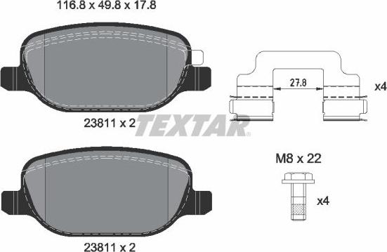 Textar 2381103 - Kit de plaquettes de frein, frein à disque cwaw.fr