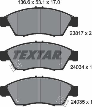 Textar 2381701 - Kit de plaquettes de frein, frein à disque cwaw.fr