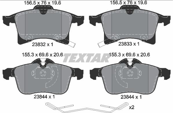 Textar 2383204 - Kit de plaquettes de frein, frein à disque cwaw.fr