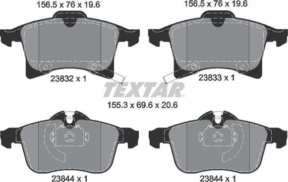 Textar 2383201 - Kit de plaquettes de frein, frein à disque cwaw.fr