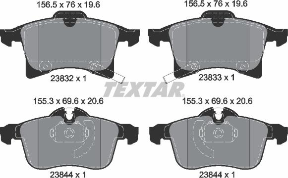 Textar 2383281 - Kit de plaquettes de frein, frein à disque cwaw.fr