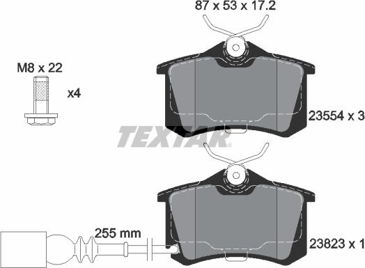 Textar 2382301 - Kit de plaquettes de frein, frein à disque cwaw.fr