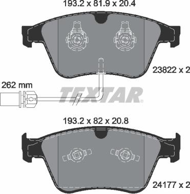 Textar 2382201 - Kit de plaquettes de frein, frein à disque cwaw.fr