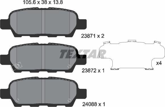 Textar 2387101 - Kit de plaquettes de frein, frein à disque cwaw.fr