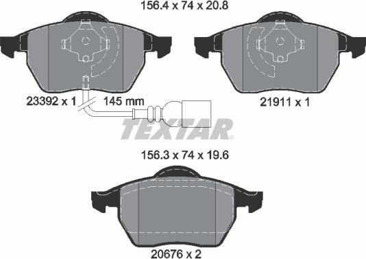 Textar 2339201 - Kit de plaquettes de frein, frein à disque cwaw.fr