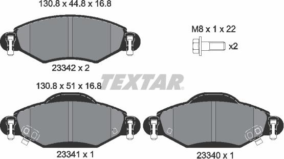 Textar 2334001 - Kit de plaquettes de frein, frein à disque cwaw.fr