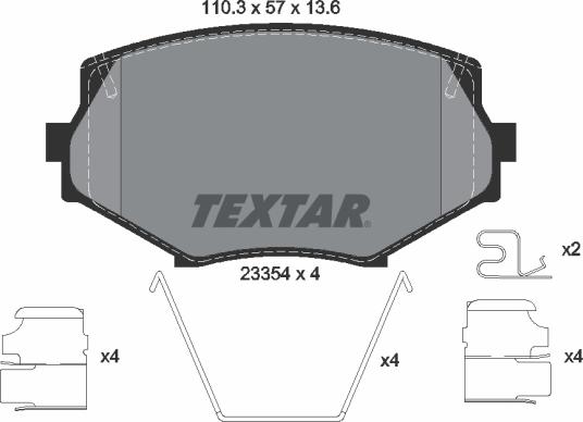 Textar 2335404 - Kit de plaquettes de frein, frein à disque cwaw.fr