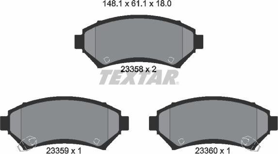 Textar 2335801 - Kit de plaquettes de frein, frein à disque cwaw.fr