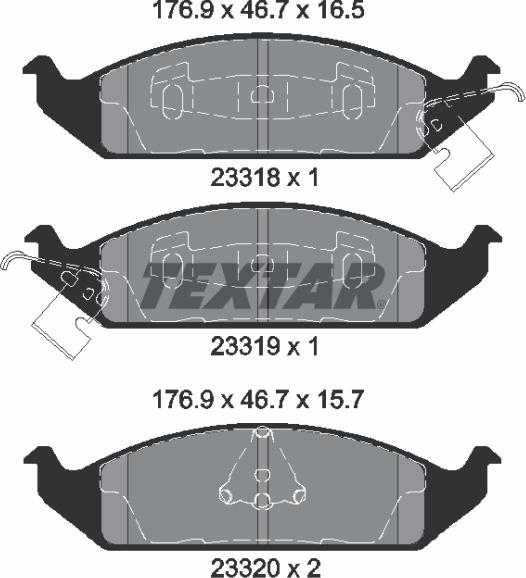 Textar 2331801 - Kit de plaquettes de frein, frein à disque cwaw.fr