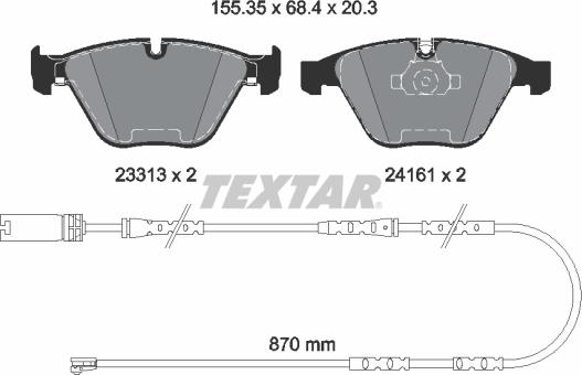 Textar 2331307 - Kit de plaquettes de frein, frein à disque cwaw.fr