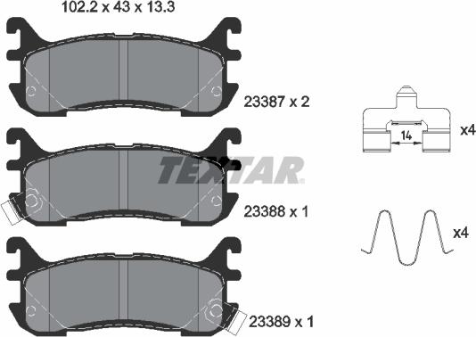 Textar 2338704 - Kit de plaquettes de frein, frein à disque cwaw.fr